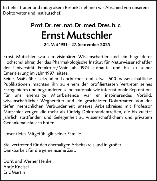 Traueranzeige von Ernst Mutschler von Allgemeine Zeitung Mainz Traueranzeige von Ernst Mutschler von Allgemeine Zeitung Mainz
