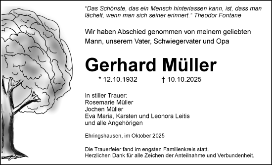 Traueranzeige von Gerhard Müller von Wetzlarer Neue Zeitung Traueranzeige von Gerhard Müller von Wetzlarer Neue Zeitung