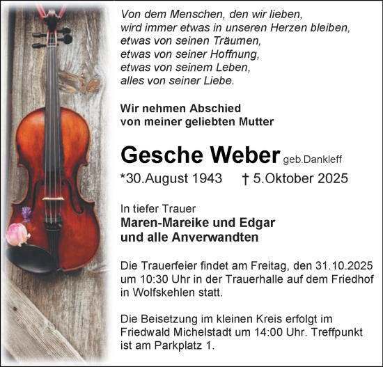 Traueranzeige von Gesche Weber von Groß-Gerauer Echo Traueranzeige von Gesche Weber von Groß-Gerauer Echo