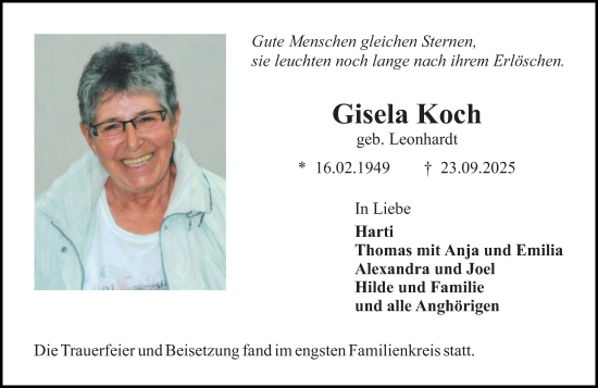 Traueranzeige von Gisela Koch von Rüsselsheimer Echo Traueranzeige von Gisela Koch von Rüsselsheimer Echo