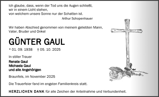 Traueranzeige von Günter Gaul von Wetzlarer Neue Zeitung Traueranzeige von Günter Gaul von Wetzlarer Neue Zeitung