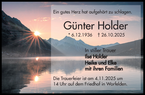 Traueranzeige von Günter Holder von Groß-Gerauer Echo Traueranzeige von Günter Holder von Groß-Gerauer Echo