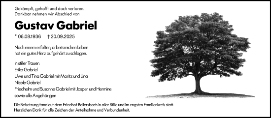 Traueranzeige von Gustav Gabriel von Dill Block