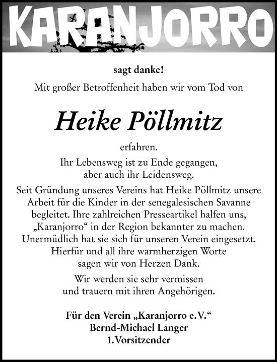 Traueranzeige von Heike Pöllmitz von Wetzlarer Neue Zeitung Traueranzeige von Heike Pöllmitz von Wetzlarer Neue Zeitung