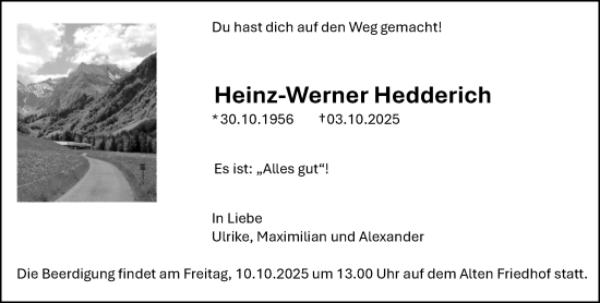 Traueranzeige von Heinz-Werner Hedderich von Hochheimer Zeitung Traueranzeige von Heinz-Werner Hedderich von Hochheimer Zeitung
