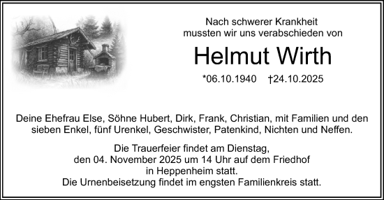 Traueranzeige von Helmut Wirth von Starkenburger Echo Traueranzeige von Helmut Wirth von Starkenburger Echo