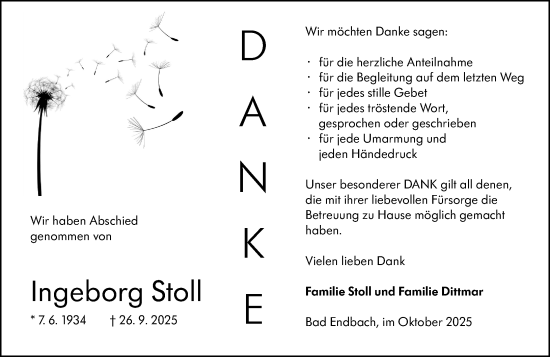 Traueranzeige von Ingeborg Stoll von Hinterländer Anzeiger Traueranzeige von Ingeborg Stoll von Hinterländer Anzeiger