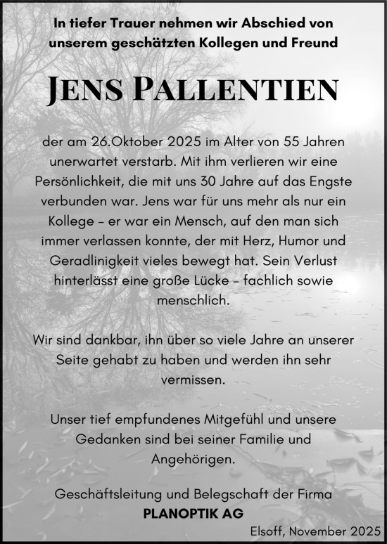 Traueranzeige von Jens Pallentien von Nassauische Neue Presse Traueranzeige von Jens Pallentien von Nassauische Neue Presse