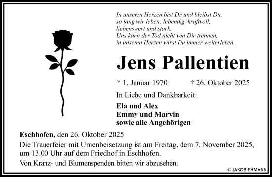 Traueranzeige von Jens Pallentien von Nassauische Neue Presse Traueranzeige von Jens Pallentien von Nassauische Neue Presse