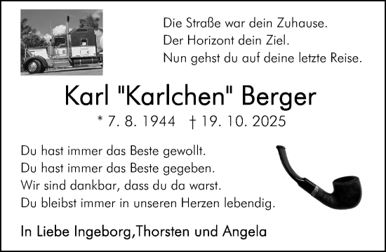Traueranzeige von Karl Berger von Wetzlarer Neue Zeitung Traueranzeige von Karl Berger von Wetzlarer Neue Zeitung
