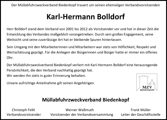 Traueranzeige von Karl-Hermann Bolldorf von Hinterländer Anzeiger Traueranzeige von Karl-Hermann Bolldorf von Hinterländer Anzeiger
