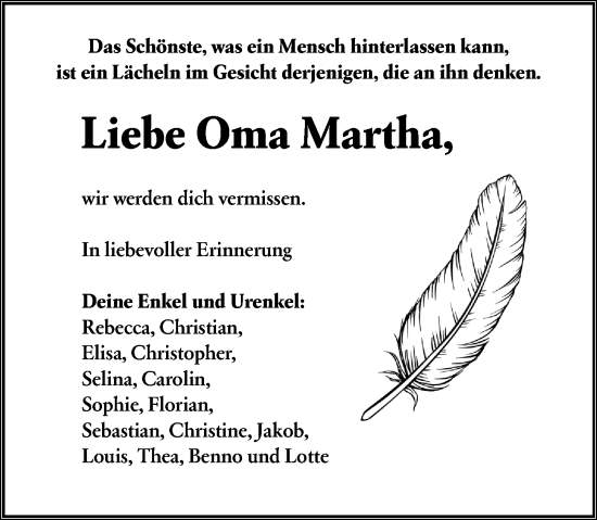 Traueranzeige von Martha Immel von Hinterländer Anzeiger