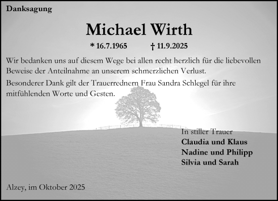 Traueranzeige von Michael Wirth von Allgemeine Zeitung Alzey Traueranzeige von Michael Wirth von Allgemeine Zeitung Alzey