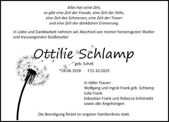 Traueranzeige von Ottilie Schlamp von Allgemeine Zeitung Mainz Traueranzeige von Ottilie Schlamp von Allgemeine Zeitung Mainz