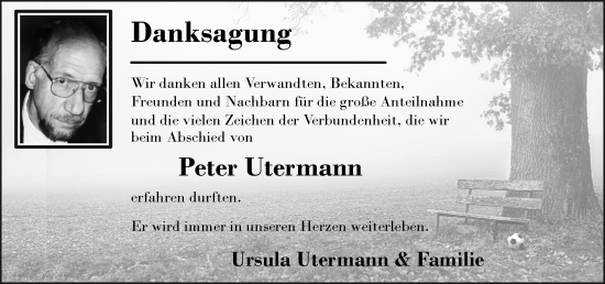 Traueranzeige von Peter Utermann von Bergsträßer Anzeiger Traueranzeige von Peter Utermann von Bergsträßer Anzeiger