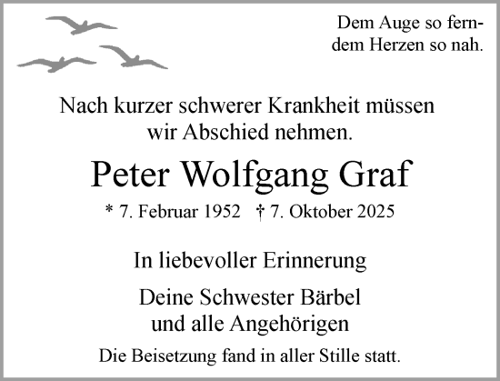 Traueranzeige von Peter Wolfgang Graf von Wiesbadener Kurier Traueranzeige von Peter Wolfgang Graf von Wiesbadener Kurier