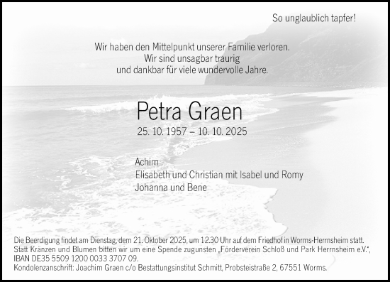 Traueranzeige von Petra Graen von Wormser Zeitung Traueranzeige von Petra Graen von Wormser Zeitung