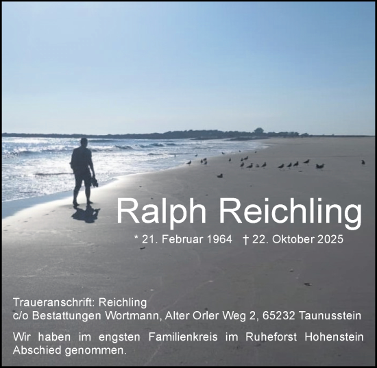 Traueranzeige von Ralph Reichling von Wiesbadener Kurier Traueranzeige von Ralph Reichling von Wiesbadener Kurier