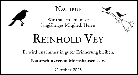Traueranzeige von Reinhold Vey von Hinterländer Anzeiger Traueranzeige von Reinhold Vey von Hinterländer Anzeiger