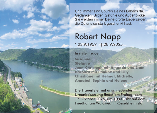 Traueranzeige von Robert Napp von Rüsselsheimer Echo Traueranzeige von Robert Napp von Rüsselsheimer Echo
