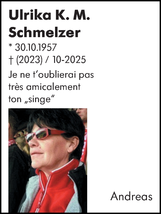 Traueranzeige von Ulrika K. M. Schmelzer von Allgemeine Zeitung Mainz