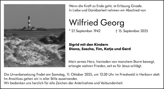 Traueranzeige von Wilfried Georg von Wetzlarer Neue Zeitung Traueranzeige von Wilfried Georg von Wetzlarer Neue Zeitung
