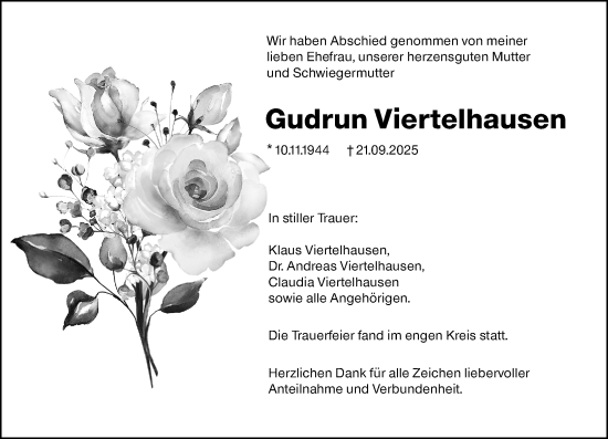 Traueranzeige von Gudrun Viertelhausen von Wetzlarer Neue Zeitung