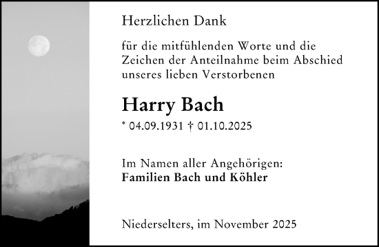 Traueranzeige von Harry Bach von Camberger Anzeiger