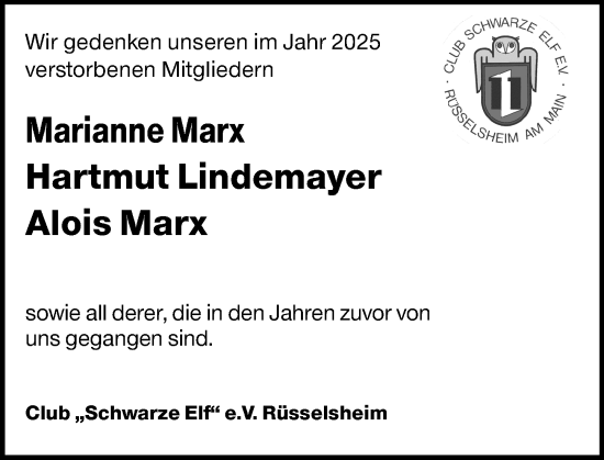 Traueranzeige von In Gedenken  von Rüsselsheimer Echo