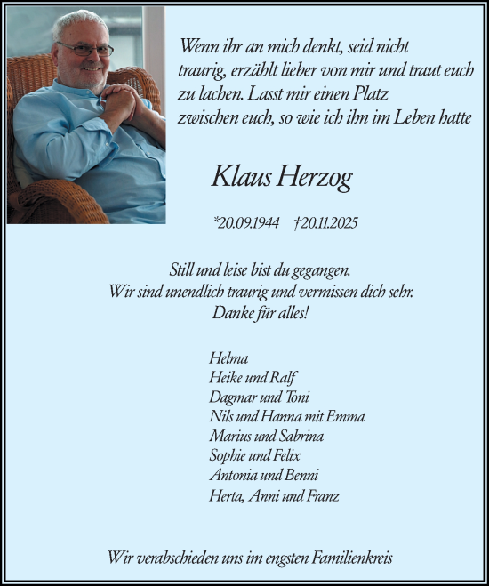 Traueranzeige von Klaus Herzog von Groß-Gerauer Echo