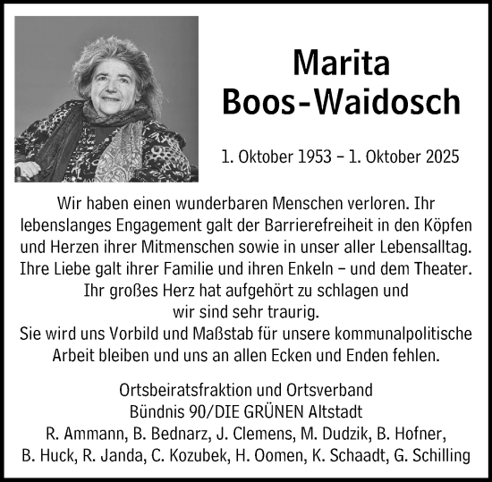 Traueranzeige von Marita Boos-Waidosch von Allgemeine Zeitung Mainz