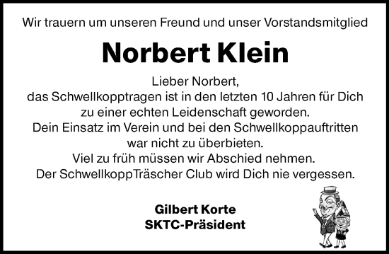 Traueranzeige von Norbert Klein von Allgemeine Zeitung Mainz