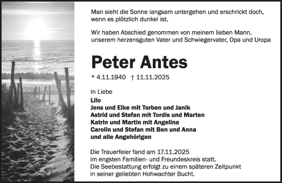 Traueranzeige von Peter Antes von Rüsselsheimer Echo
