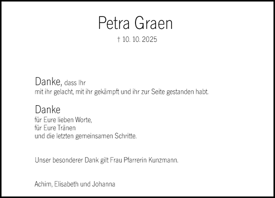 Traueranzeige von Petra Graen von Wormser Zeitung
