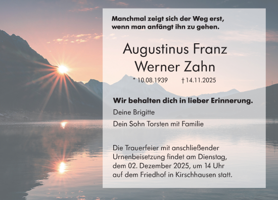 Traueranzeige von Werner Zahn von Starkenburger Echo