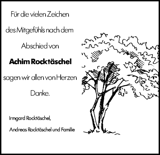 Traueranzeige von Achim Rocktäschel von Weilburger Tageblatt