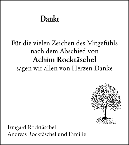 Traueranzeige von Achim Rocktäschel von Weilburger Tageblatt
