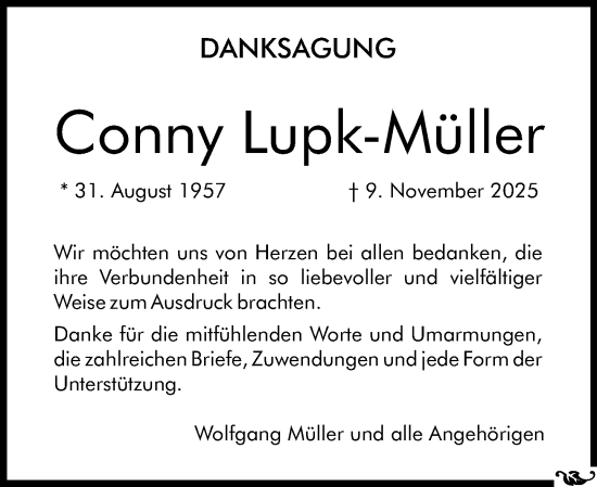 Traueranzeige von Conny Lupk-Müller von Rüsselsheimer Echo