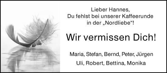 Traueranzeige von Hannes  von Allgemeine Zeitung Mainz