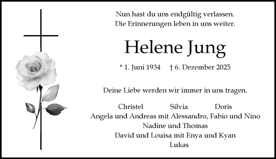 Traueranzeige von Helene Jung von Wiesbadener Kurier
