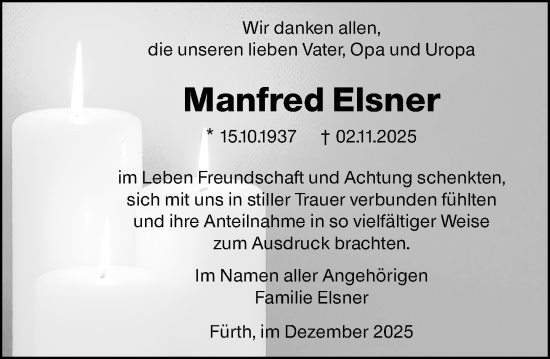 Traueranzeige von Manfred Elsner von Starkenburger Echo