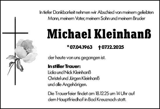 Traueranzeige von Michael Kleinhanß von Allgemeine Zeitung Mainz