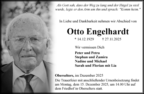 Traueranzeige von Otto Engelhardt von Camberger Anzeiger