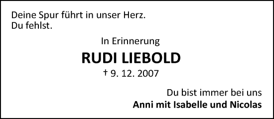 Traueranzeige von Rudi Lieblod von Odenwälder Echo