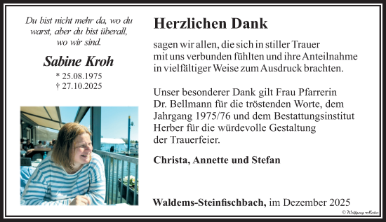 Traueranzeige von Sabine Kroh von Camberger Anzeiger