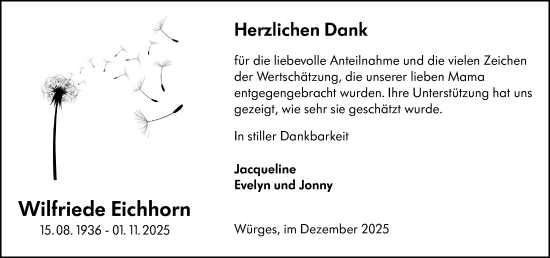 Traueranzeige von Wilfriede Eichhorn von Camberger Anzeiger