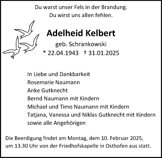 Traueranzeige von Adelheid Kelbert von Allgemeine Zeitung Rheinhessen-Nahe