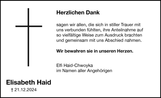 Traueranzeige von Elisabeth Haid von Darmstädter Echo