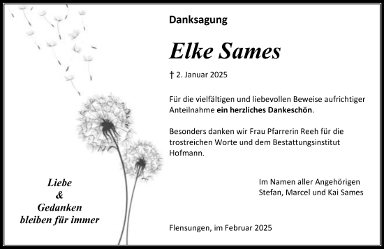 Traueranzeige von Elke Sames von Wetzlarer Neue Zeitung