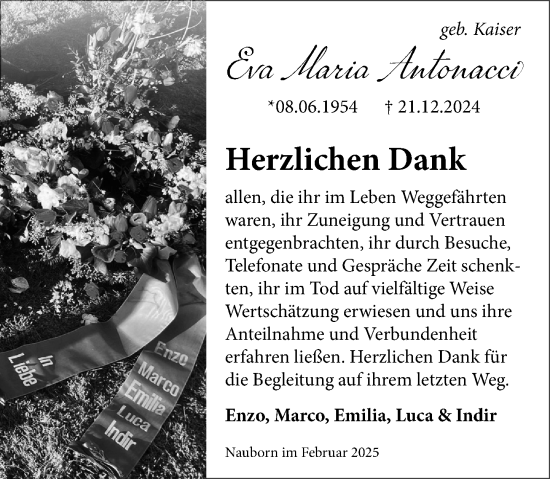 Traueranzeige von Eva Maria Antonacci von Wetzlarer Neue Zeitung